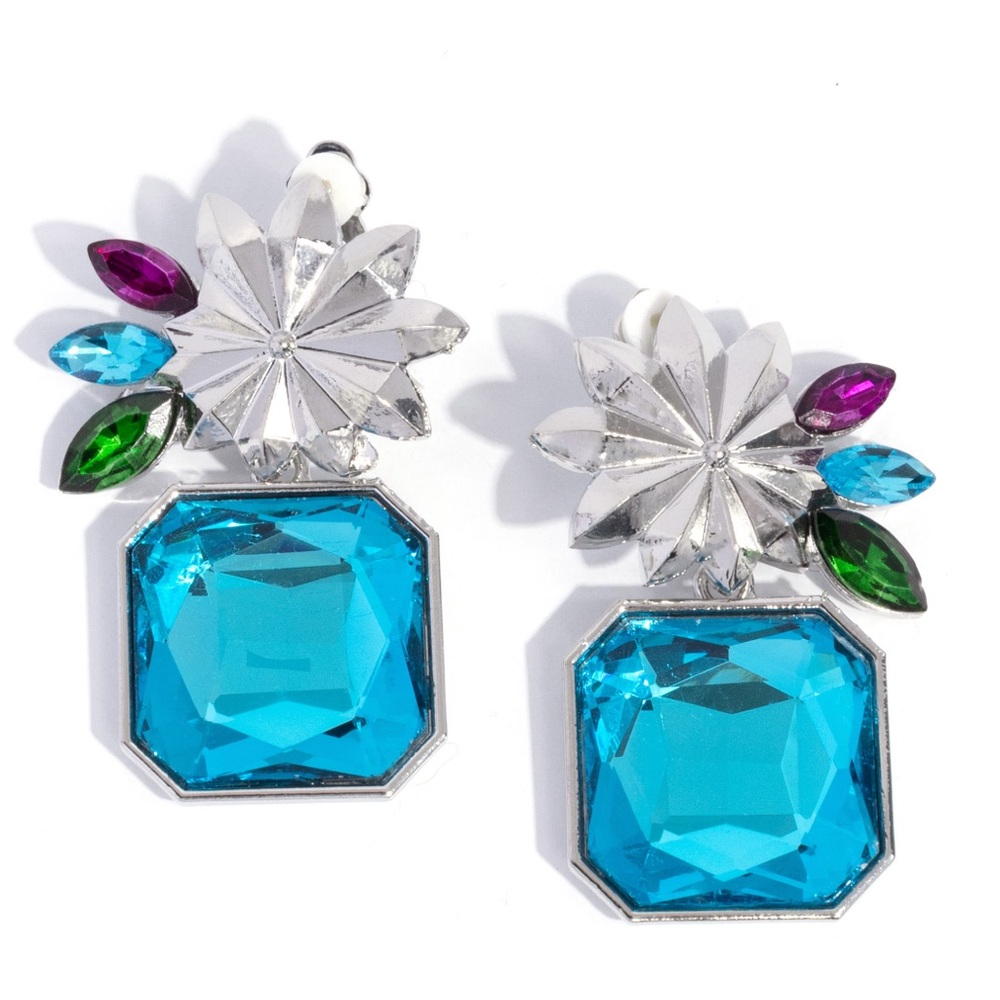 NWT Lush Lure Silver/Blue Clip-On Earrings - Picture 2 of 4